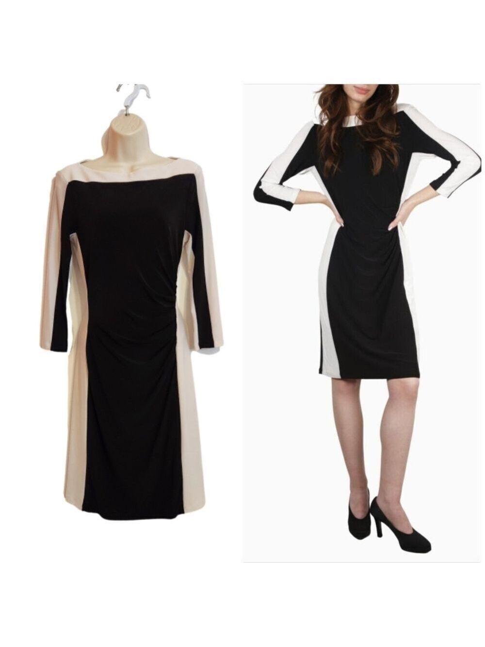 Lauren Ralph Lauren Colorblock Knit Dress Black White Size 6